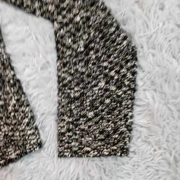 Charlie Paige Womens Sweater Cardigan Black L Open Front Fringe Metallic Evening - Picture 6 of 11